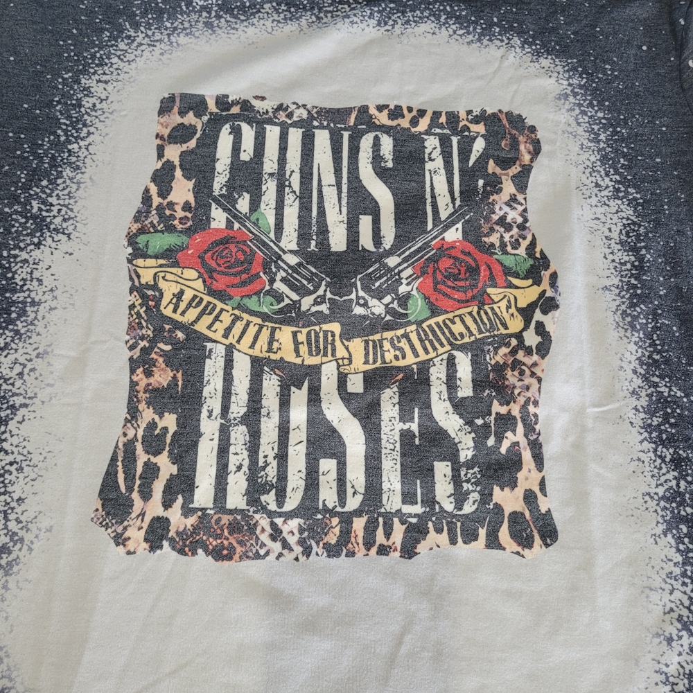 Music Concert Chic Graphic Tee Leopard Print Accents Guns N Roses Rock Band - Picture 5 of 8